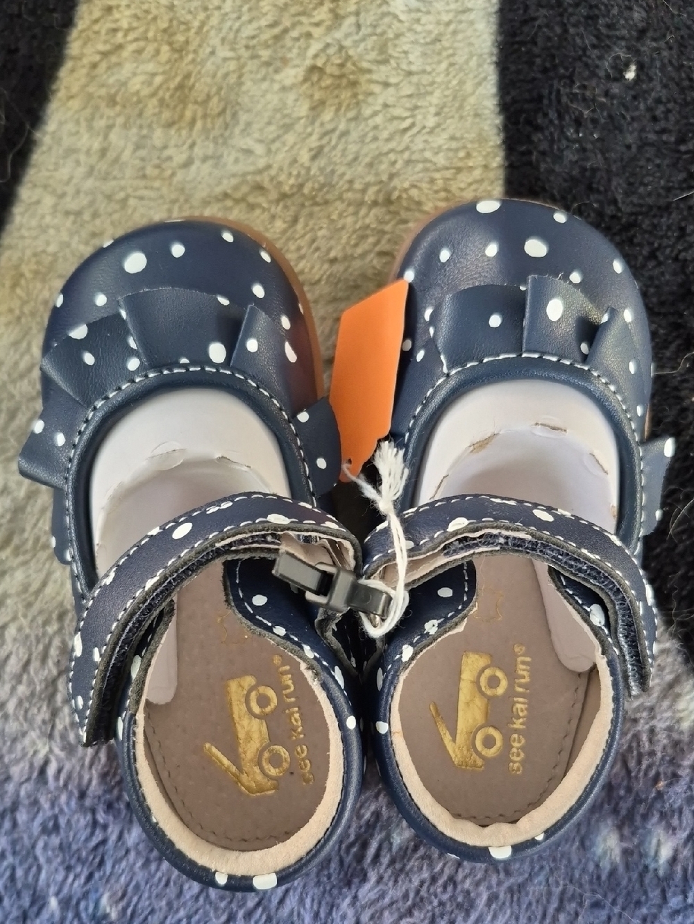 See Kai Run Navy and White Polka Dot Mary Jane Shoes
